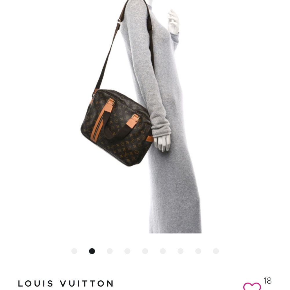 Louis Vuitton rare Monogram canvas leather work travel Messenger Bag crossbody